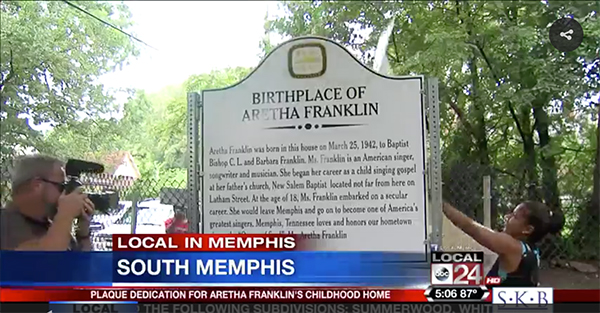 Aretha Franklin birthplace plaque Memphis